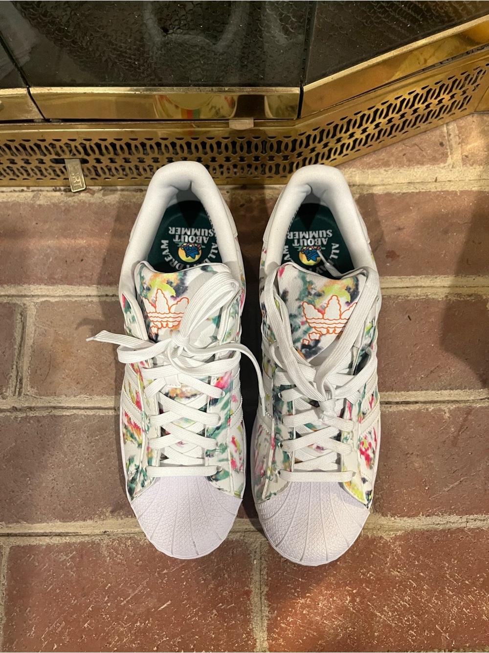 Adidas White Sneakers with Multicolor Watercolor Floral
